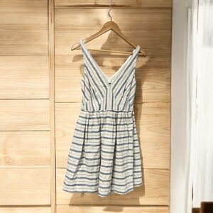 J.Crew V-Neck sleeveless Indigo Stripe Dress in a cotton and linen blend NWT 6